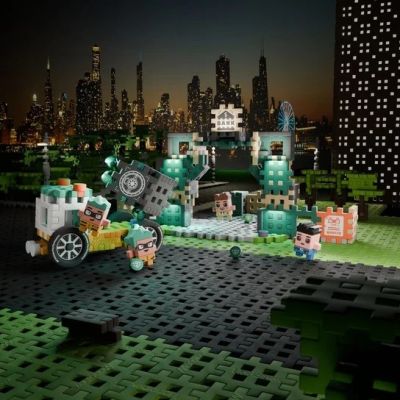 6. MARIOINEX Klocki Mini Waffle City Napad na bank, 148 elementów