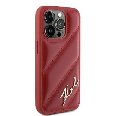 4. Etui Karl Lagerfeld Diagonal Quilted Script na iPhone 15 Pro - czerwone