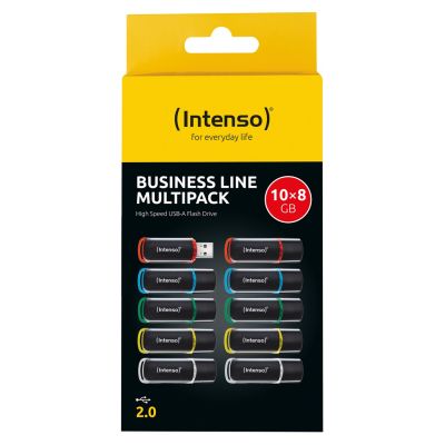 6. Intenso 3511561 pamięć USB 8 GB USB Typu-A 2.0 Czarny, Czerwony, Zielony, Przezroczysty, Żółty, Niebieski