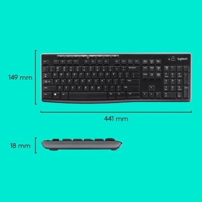 17. Klawiatura membranowa Logitech MK270 920-004508 (USB (Radio 2.4 GHz); kolor czarny)