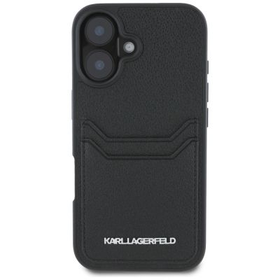 3. Etui Karl Lagerfeld HC Grained PU Cardslot Metal Elong na iPhone 16 - czarne
