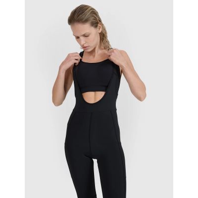 Legginsy rowerowe z żelowo-piankową wkładką i szelkami damskie 4F 4FWSS25TFTIF331-20S