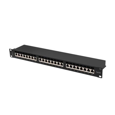 15. LANBERG PATCH PANEL 24 PORT 1U 19" KAT.6A FTP CZARNY PPSA-1024-B