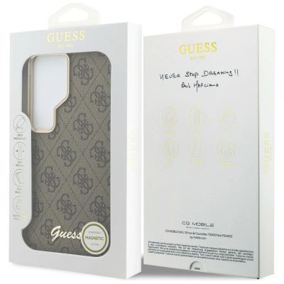8. Etui Guess 4G Script MagSafe na Samsung Galaxy S26 Ultra - brązowe