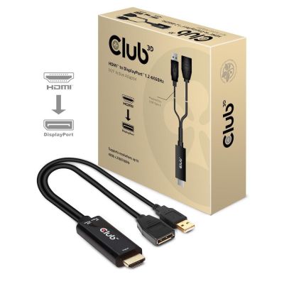 3. CLUB3D HDMI 2.0 TO DISPLAYPORT 1.2 4K60HZ HDR M/F ACTIVE ADAPTER Czarny