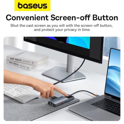 14. HUB USB 6w1 Baseus Metal Gleam Series II USB-A/USB-C/USB-C PD/HDMI/RJ45 - czarny