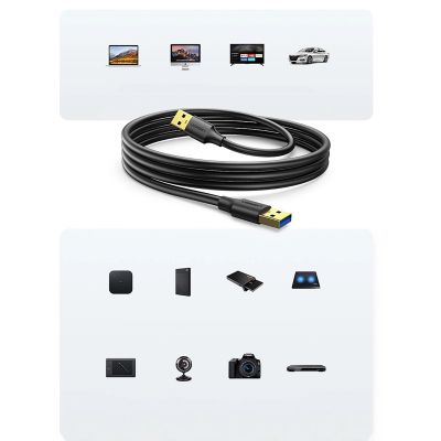 7. Kabel Ugreen US128 90576 USB-A 3.0 / USB-A 3.0 5Gb/s 3m - czarny
