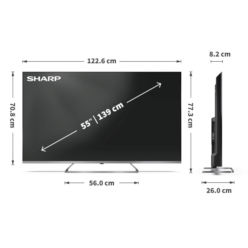 3. Telewizor SHARP 55JP7265E QLED 55" 4K Ultra HD Google TV Dolby Digital Plus Czarny