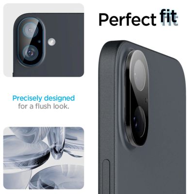 11. Szkło na aparat Spigen Optik GLAS.TR Camera Protector 2-PACK na iPhone 16 / 16 PLUS - czarne