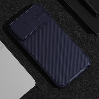 14. Pancerne etui Nillkin CamShield Pro Magnetic Case do iPhone 15 Pro Max z osłoną na aparat - niebieskie