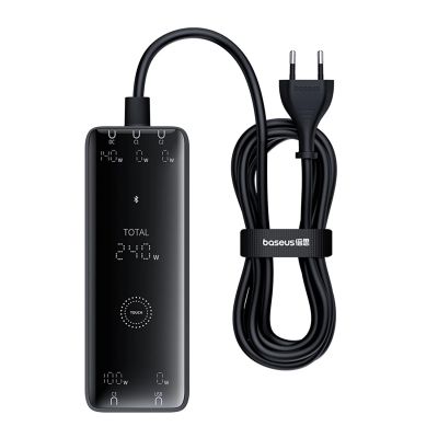 5. Ładowarka sieciowa Baseus Digital GaN 3xUSB-C 1xUSB-A 240W z kablem zasilającym - czarna