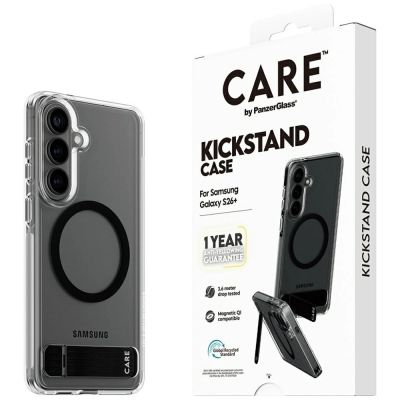 6. Etui CARE by PanzerGlass Black Kickstand & QI na Samsung Galaxy S26+ - przezroczyste