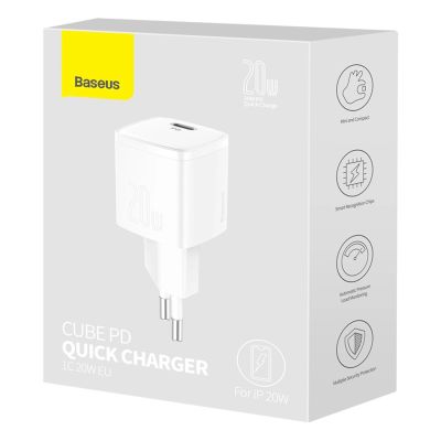 8. Ładowarka sieciowa Baseus Cube 20W PD USB-C - biała