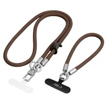 Smycz do telefonu Tech-Protect C10S Crossbody (114 cm) + na nadgarstek (31 cm) - brązowo-tytanowa