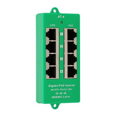 4. Extralink Gigabit PoE Injector 4 Portowy Aktywny, 4 porty Gigabit 802.3at/af, Mode A
