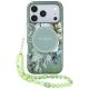 Etui Guess IML Flowers Pearl Strap MagSafe na iPhone 18 Pro Max / 17 Pro Max - zielone