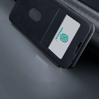 16. Nillkin Qin Cloth Pro Case etui do iPhone 14 Plus osłona na aparat kabura pokrowiec obudowa z klapką szary