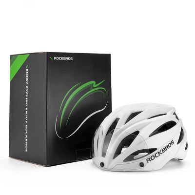 9. Kask rowerowy Rockbros z szybką, odpinane okulary z ochroną UV, unisex - zielony