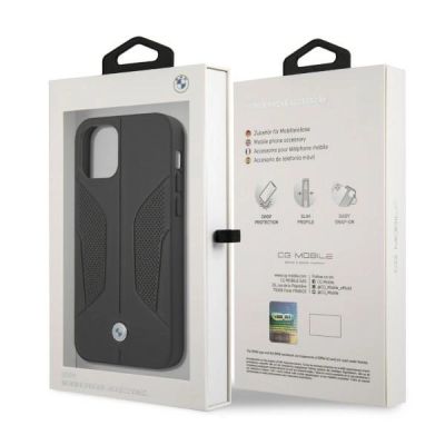 8. Etui BMW Leather Perforate Sides na iPhone 12 / iPhone 12 Pro - czarne