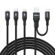 Kabel Dudao L3W USB-A/USB-C do Lightning/USB-C/MicroUSB 66W - czarny
