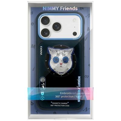 2. Etui Nimmy Glasses Cool Cat MagSafe na iPhone 17 Pro Max - czarno-niebieskie