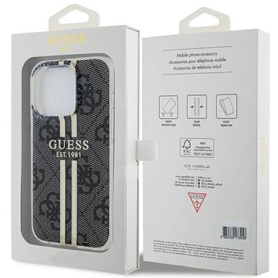 8. Etui Guess IML 4G Gold Stripe na iPhone 15 Pro - czarne