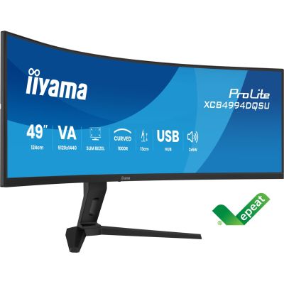 3. iiyama ProLite XCB4994DQSU-B1 monitor komputerowy 124,5 cm (49") 5120 x 1440 px Dual QHD LCD Czarny