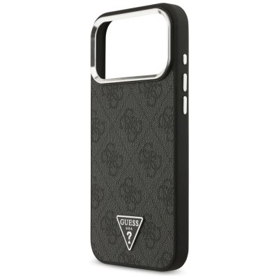 6. Etui Guess 4G Triangle Logo MagSafe na iPhone 17 Pro Max / 18 Pro Max - czarno-srebrne