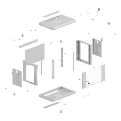 22. LANBERG SZAFA INSTALACYJNA RACK WISZĄCA 19" 4U 540X350 SZARA DRZWI PRZESZKLONE (FLAT PACK)
