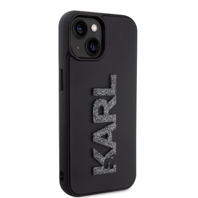 4. Etui Karl Lagerfeld 3D Rubber Glitter Logo na iPhone 15 - czarne