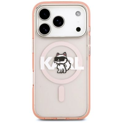 3. Etui Karl Lagerfeld IML Choupette Sketch Logo MagSafe na iPhone 17 Pro - różowe