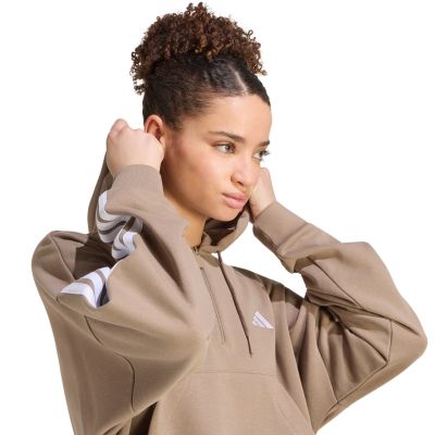 4. Bluza damska adidas Essentials 3-Stripes French Terry Quarter-Zip beżowa KF8315