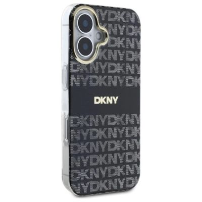 4. Etui DKNY Repeat Texture Pattern With Stripe na iPhone 16 - czarne