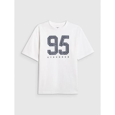 8. T-shirt loose z nadrukiem chłopięcy 4F 4FJRSS26TTSHM3786-10S