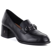 Skórzane półbuty damskie lordsy na obcasie czarne Vinceza 18116