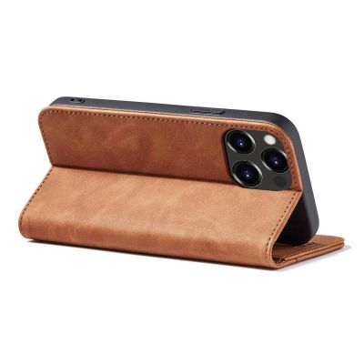 5. Magnet Fancy Case etui do iPhone 13 Pro Max pokrowiec portfel na karty kartę podstawka brązowy