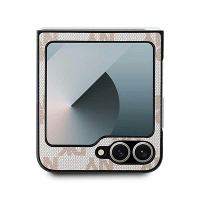 3. Etui DKNY Chequered Pattern Printed Stripes na Samsung Galaxy Z Flip 6 - różowe