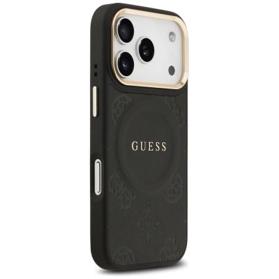 4. Etui Guess Peony Hot Stamp MagSafe na iPhone 17 Pro - czarne