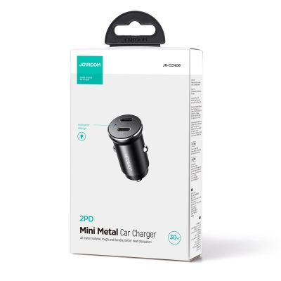 5. Mini ładowarka samochodowa Joyroom JR-CCN06 30W 2x USB-C metalowa - czarna
