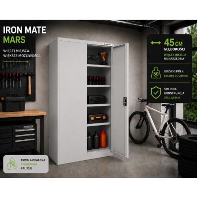 7. Iron Mate Szafa metalowa garażowa MARS 185 x 90 x 45 Szara RAL7035