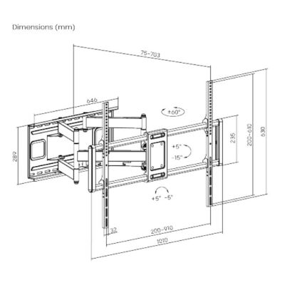 2. GEMBIRD UCHWYT SUFITOWY DO TELEWIZORA Z PEŁNYM ZAKRESEM RUCHU (REGULOWANY), 60" - 120", DO 120 KG