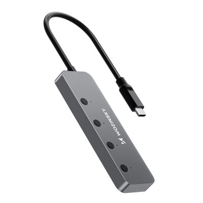 5. Hub USB Wozinsky WHS088YSS 4x USB-A z indywidualnymi włącznikami aluminiowy z kablem USB-C 15 cm - szary