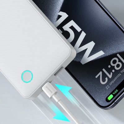 9. Powerbank Baseus Airpow Lite 10000mAh 15W z kablem Baseus Simple USB-A - USB-C 30cm - biały