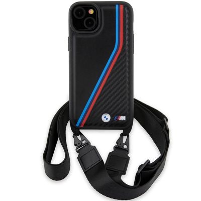 2. Etui BMW M Edition Carbon Tricolor Lines & Strap na iPhone 15 / 14 / 13 - czarne