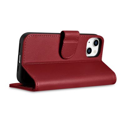 7. iCarer Wallet Case 2in1 etui iPhone 14 Plus skórzany pokrowiec z klapką Anti-RFID czerwony (WMI14220727-RD)