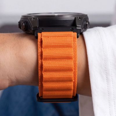 7. Pasek Tech-Protect Nylon Pro na Garmin Fenix 5X / 5X Plus / 6X / 6X Pro / 7X / 8 / 8 Pro / 9 / 9 Pro (47 mm) - pomarańczowy