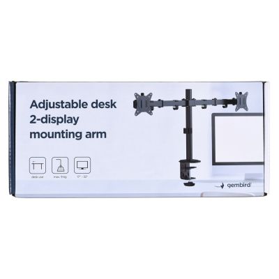 6. GEMBIRD BIURKOWE REGULOWANE RAMIĘ/UCHWYT NA 2 MONITORY 17-32, 100X100MM, DO 9KG