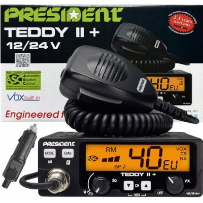 4. CB Radio PRESIDENT Teddy II+ 12/24V + ASC 7 kolorów AM/FM
