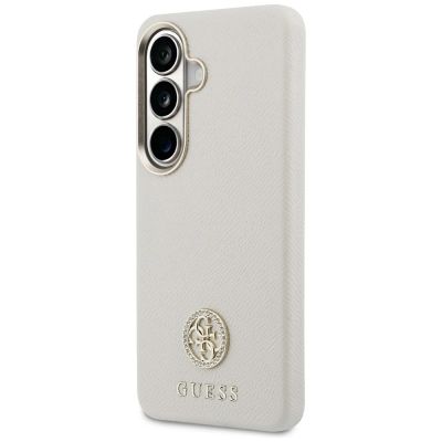 2. Etui Guess Rhinestone Round Logo MagSafe na Samsung Galaxy S26 - beżowe