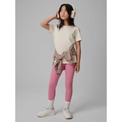 6. T-shirt regular gładki dziewczęcy 4F 4FJRSS26TTSHF3554-12S